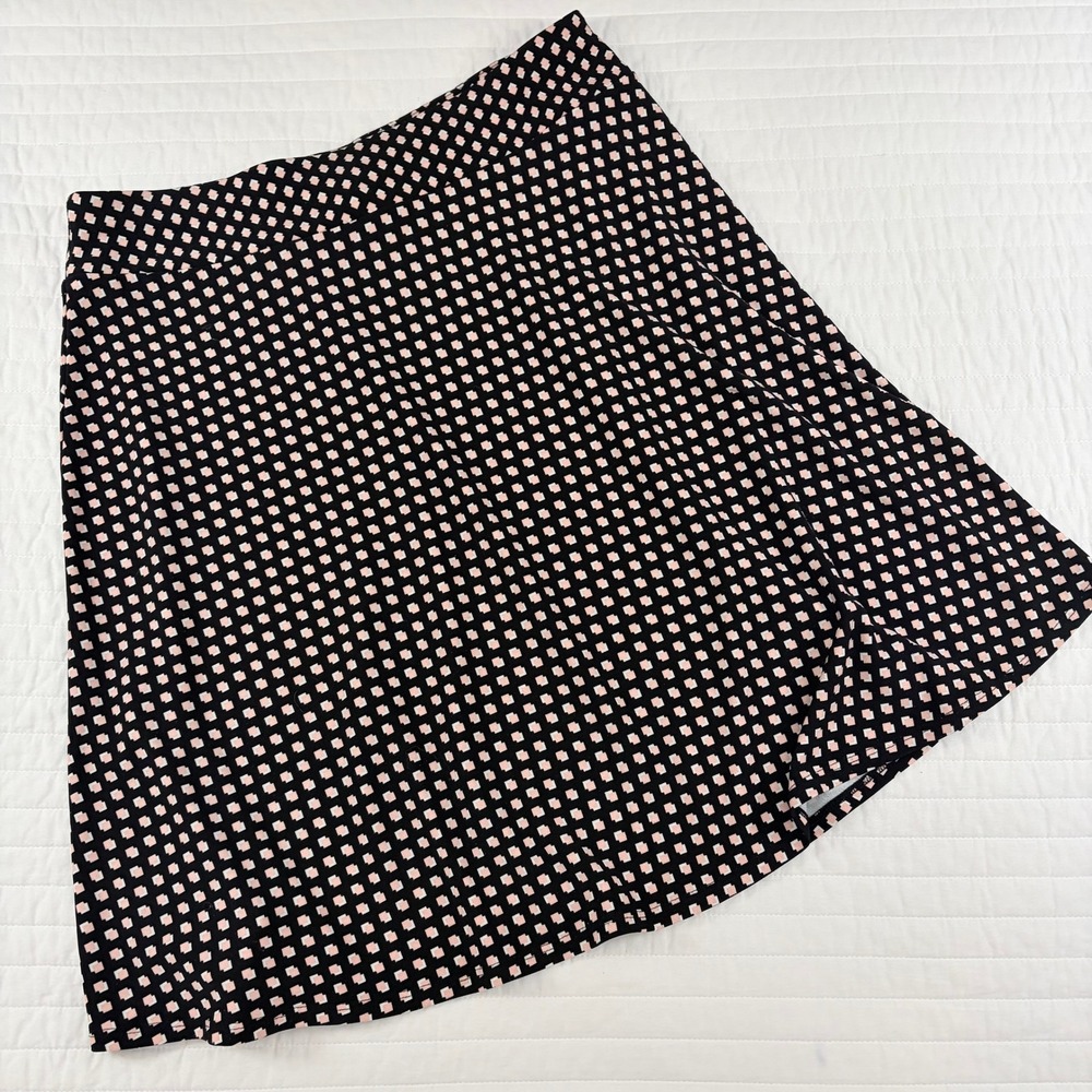 Talbots Black Pink Geometric Diamond Jersey Knit A-Line Skirt Womens LP